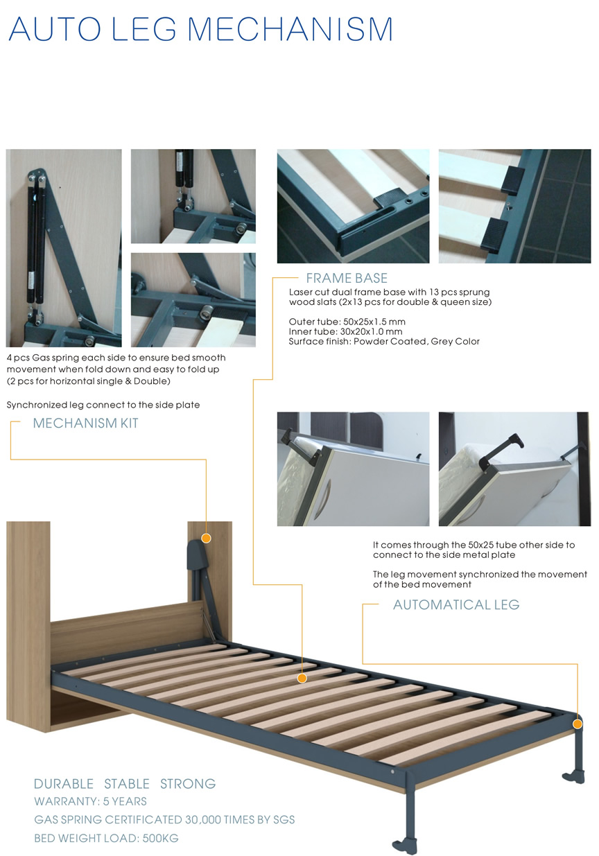 wall bed mechanism details