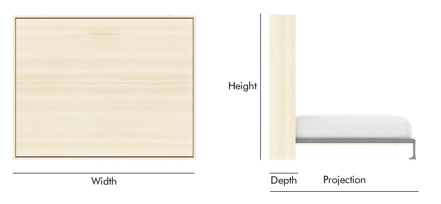 full wall bed mechanism dimension img