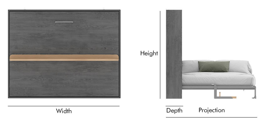 full wall bed mechanism dimension img