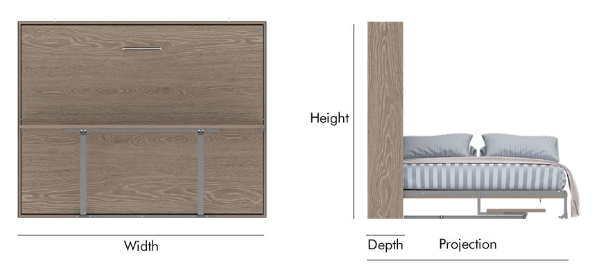 full wall bed mechanism dimension img