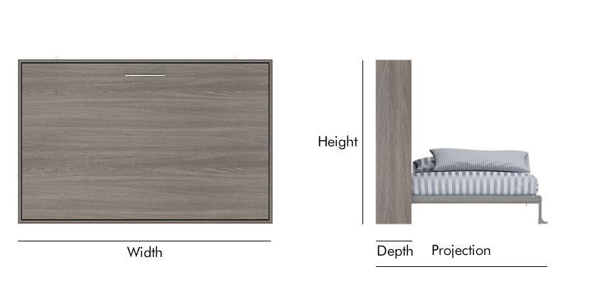 single wall bed mechanism dimension img