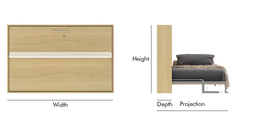 full wall bed mechanism dimension img