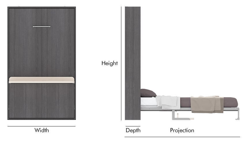 single wall bed mechanism dimension img