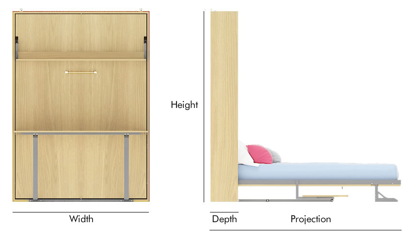 full wall bed mechanism dimension img