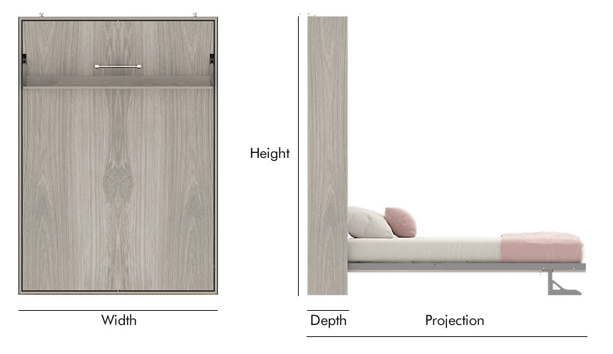 double wall bed mechanism dimension img