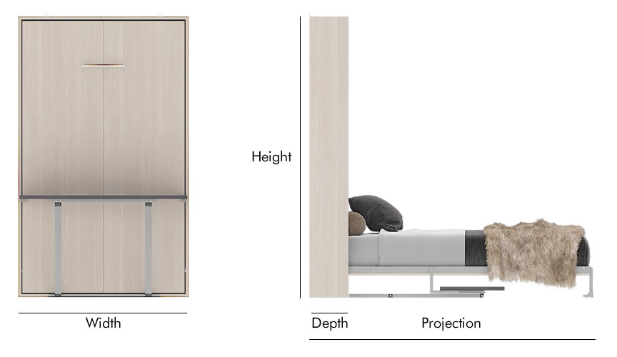 double wall bed mechanism dimension img