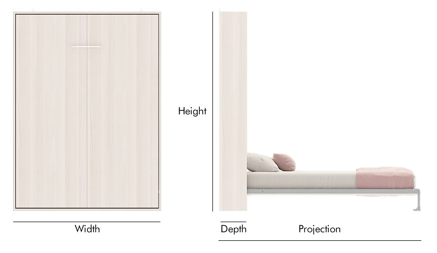 queen wall bed mechanism dimension img