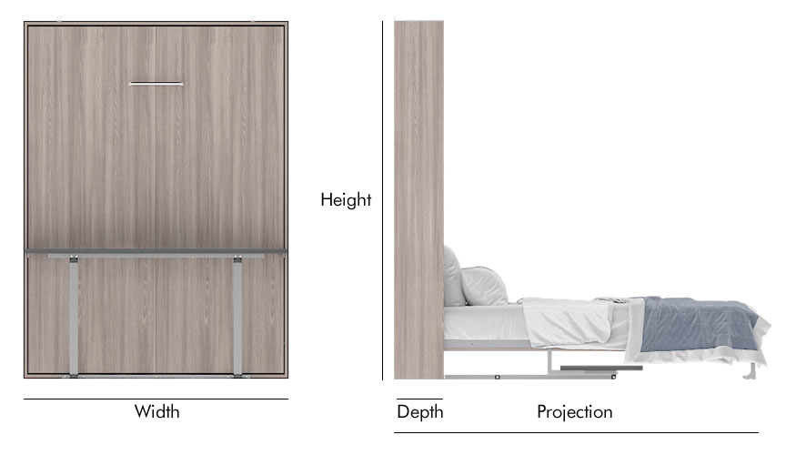 queen wall bed mechanism dimension img