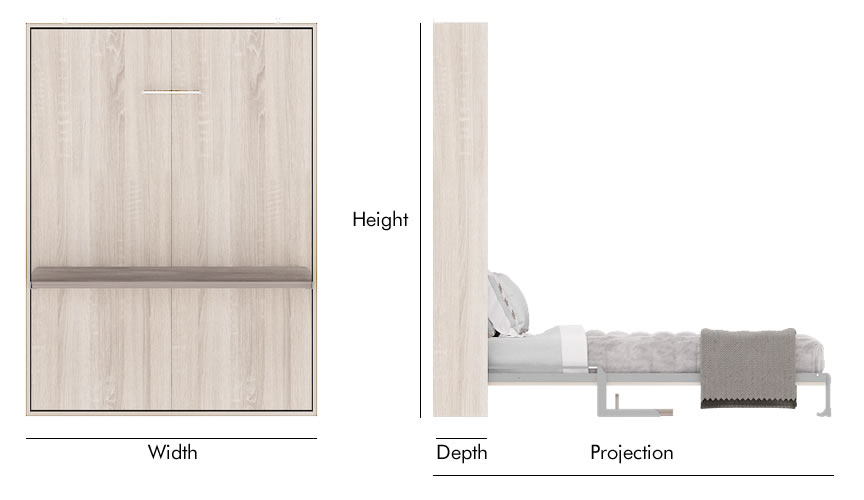 queen wall bed mechanism dimension img