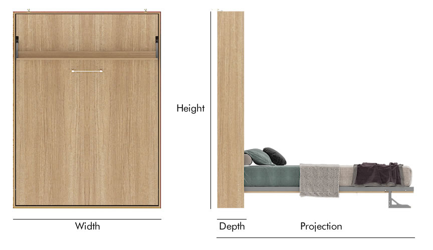 queen wall bed mechanism dimension img