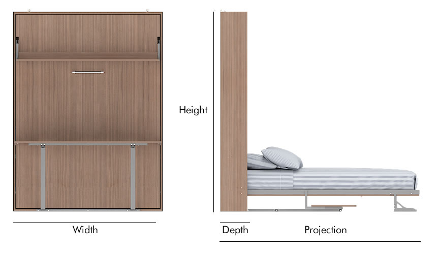 queen wall bed mechanism dimension img