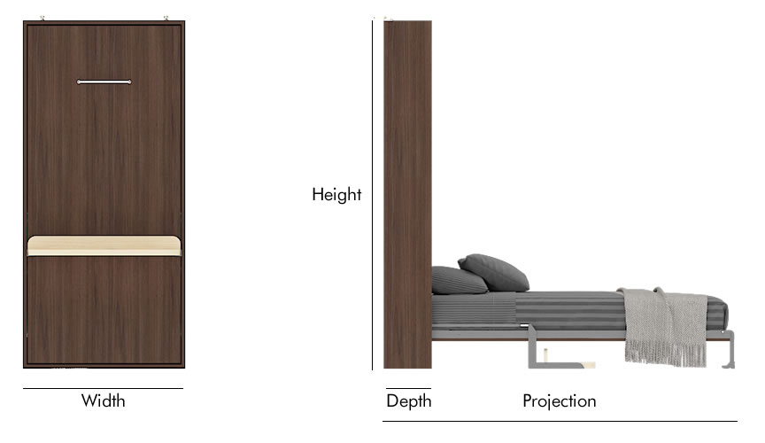 single wall bed mechanism dimension img