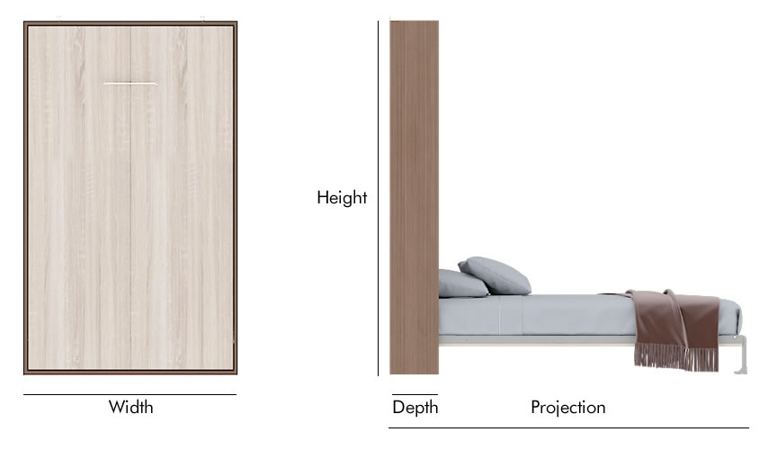 single wall bed mechanism dimension img