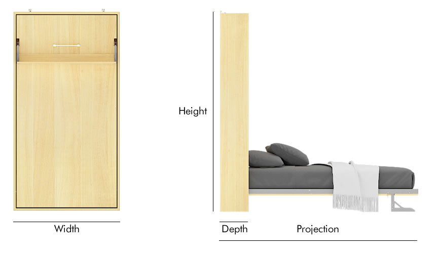 twin wall bed mechanism dimension img