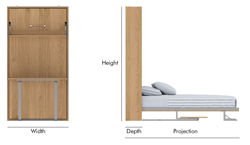 twin desk wall bed mechanism dimension img