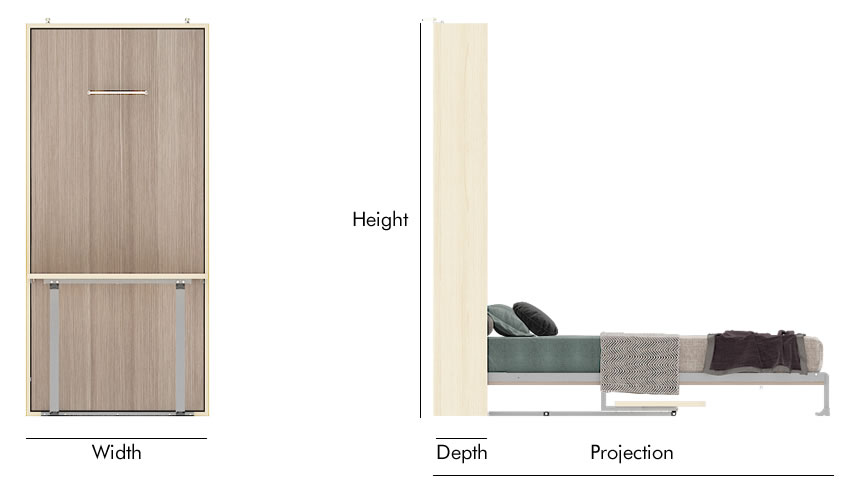 single wall bed mechanism dimension img